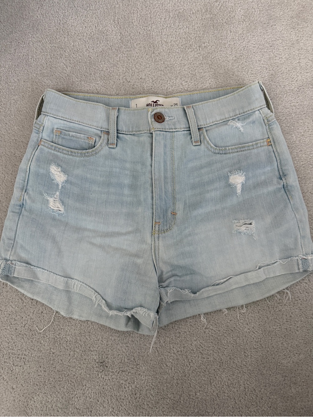 Hollister Light Wash Distressed Denim Shorts